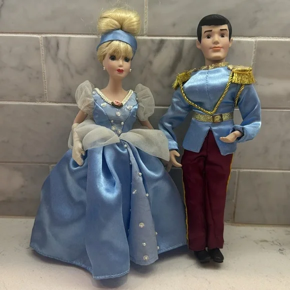Disney Princess Cinderella Prince Charming porcelain dolls by Brass Key Keepsake - Picture 4 of 9